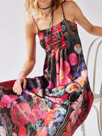 Robe maxi sans manches à imprimé floral en polyester