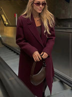 Manteau croisé à manches longues