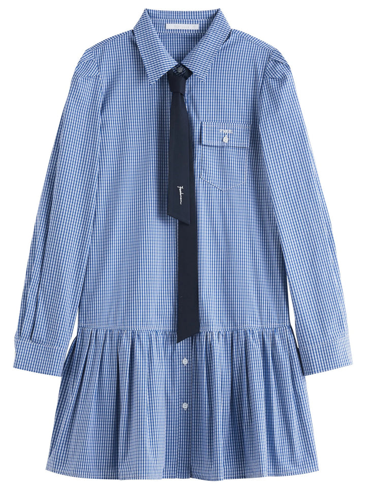 Camille® | Robe vichy à volants et cravate intégrée