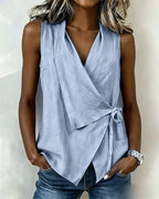 Blouse sans manches portefeuille pour femmes