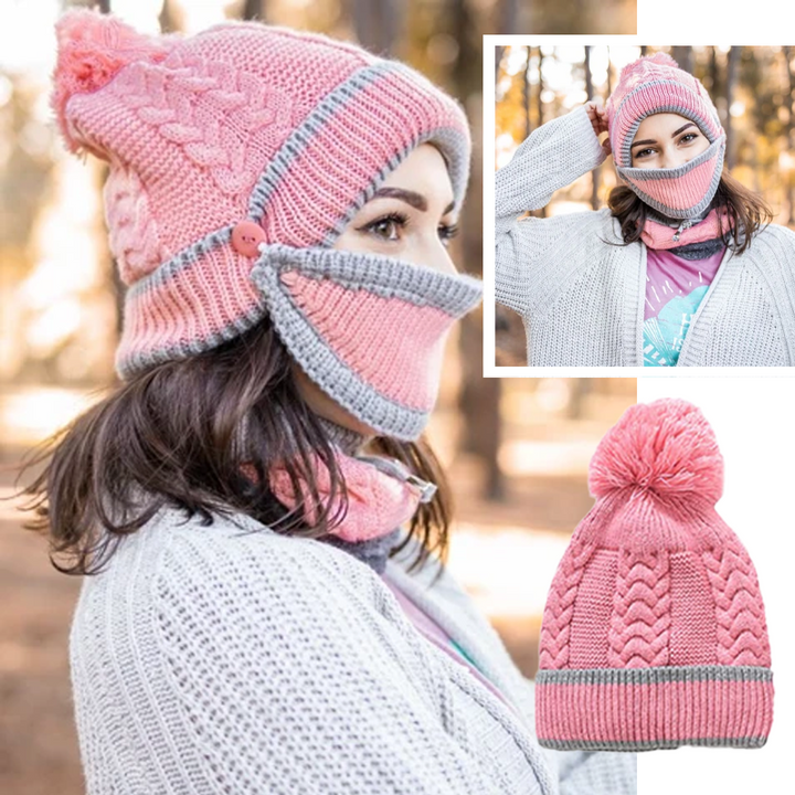 Ensemble bonnet en tricot douillet et écharpe pour femme