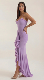 Robe maxi asymétrique à volants pour femmes