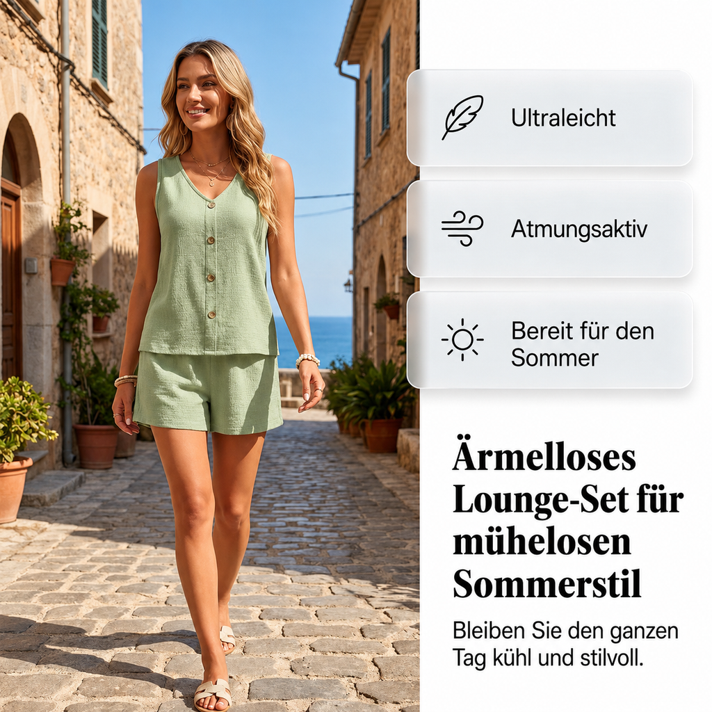 Ensemble deux pièces en tissu froissé avec patte de boutonnage