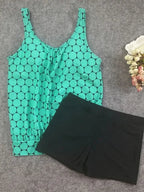 Maillot tankini à pois avec couverture du ventre et short