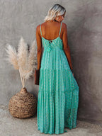 Robe Maxi d'Été Verte Style Bohème Chic