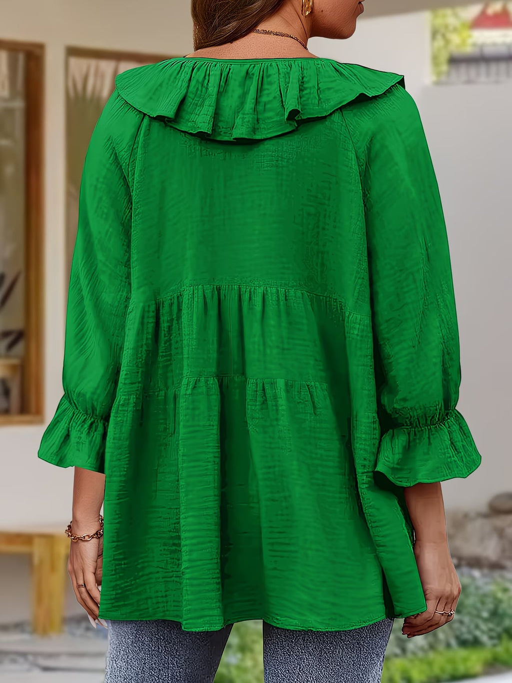 Blouse Femme Élégante à Col Volanté