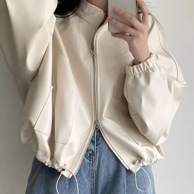 Veste en cuir PU personnalisée style hip-hop