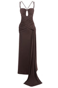 Robe maxi drapée à bretelles avec silhouette élégante