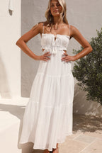 Robe mi-longue en mélange coton chiffon