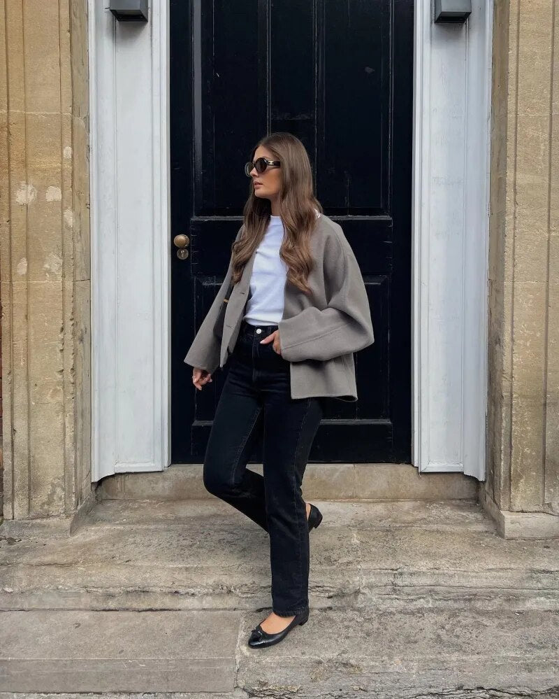 Manteau d'hiver douillet en mélange de laine