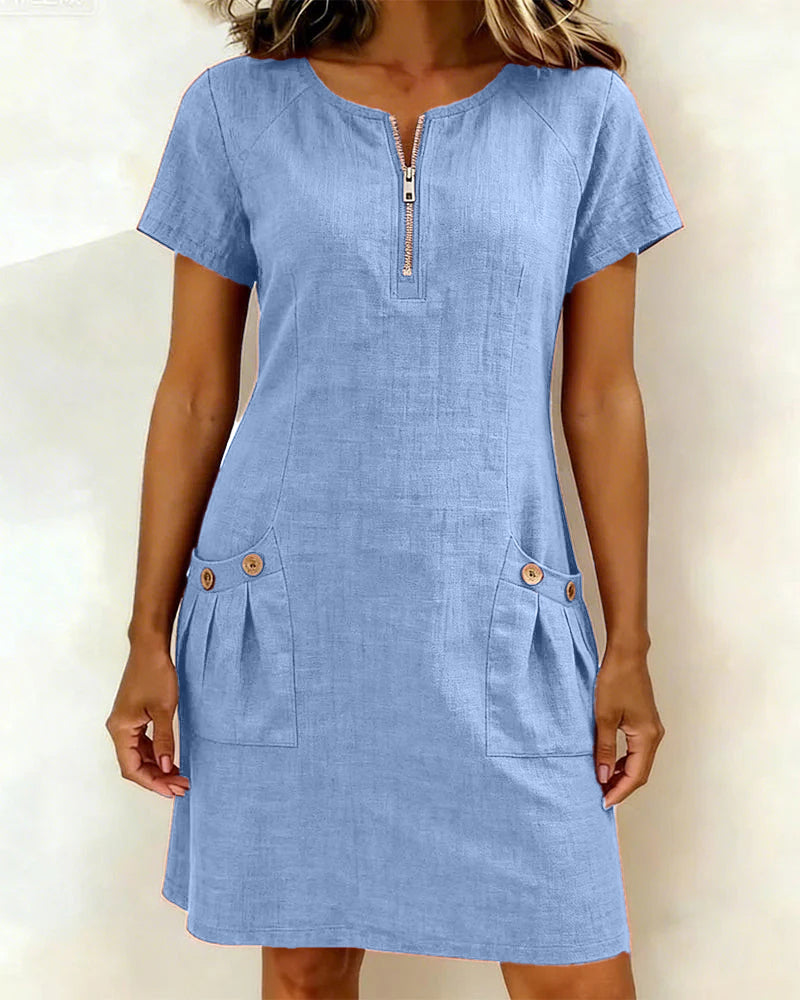 Robe trapèze en lin effet doux au toucher