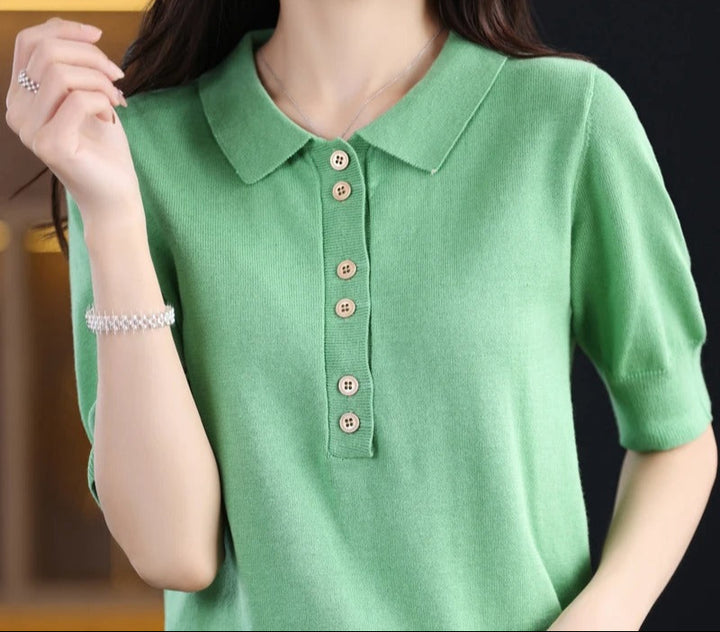 Pauline Laurent® | Polo Élégant à Boutons