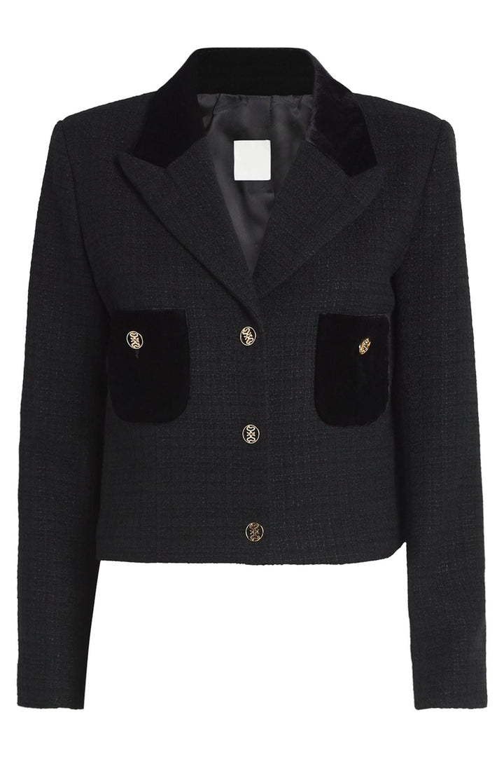Blazer en velours avec détails de boutons métalliques