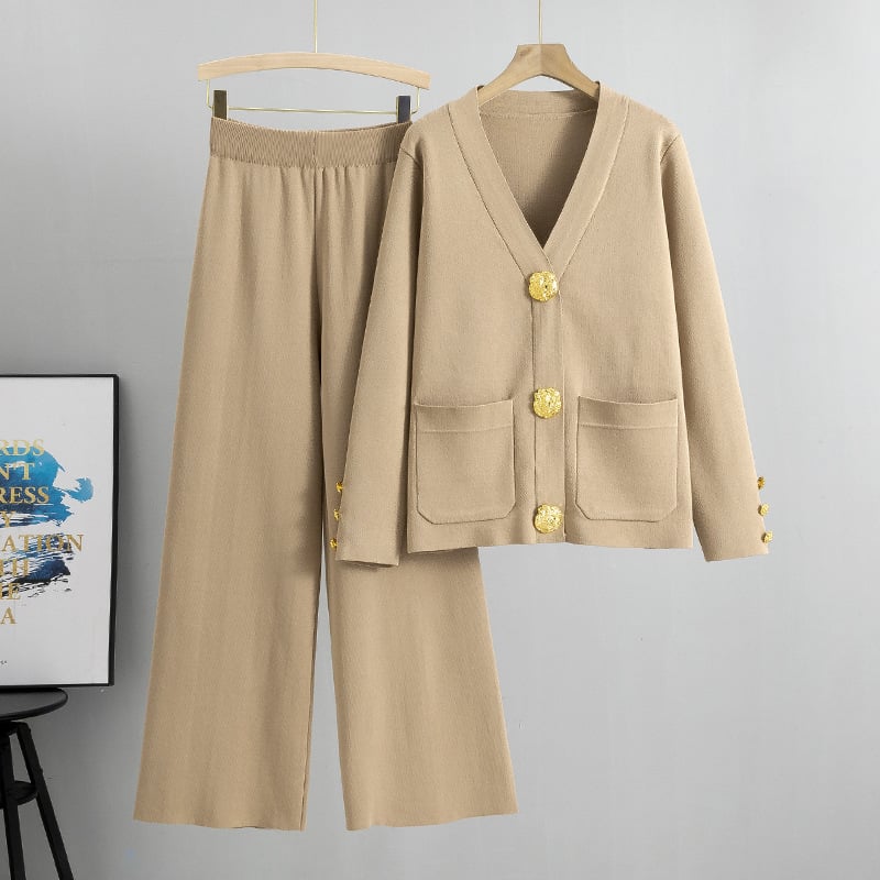 Ensemble pull en mélange de laine et pantalon à jambes larges