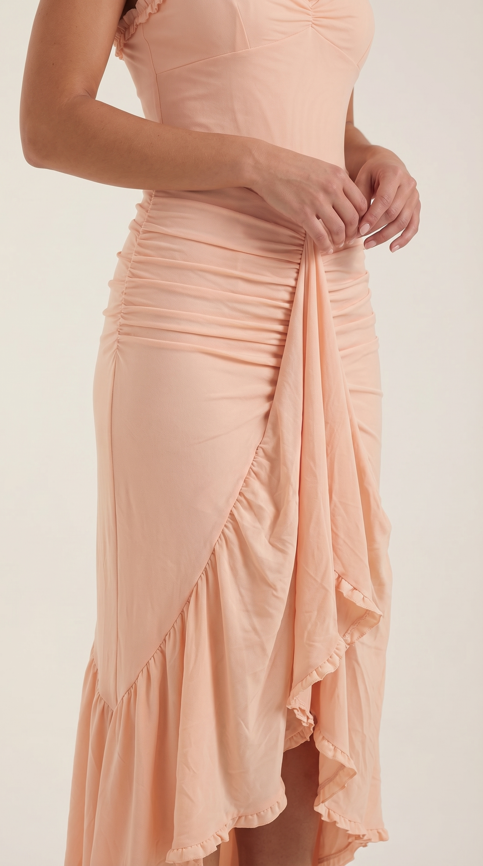 Robe maxi asymétrique à volants pour femmes