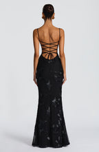 Robe maxi en velours pour femme