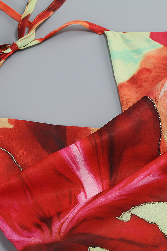 Robe longue à imprimé floral tropical