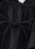 Haut noir en satin pour femme à col bénitier