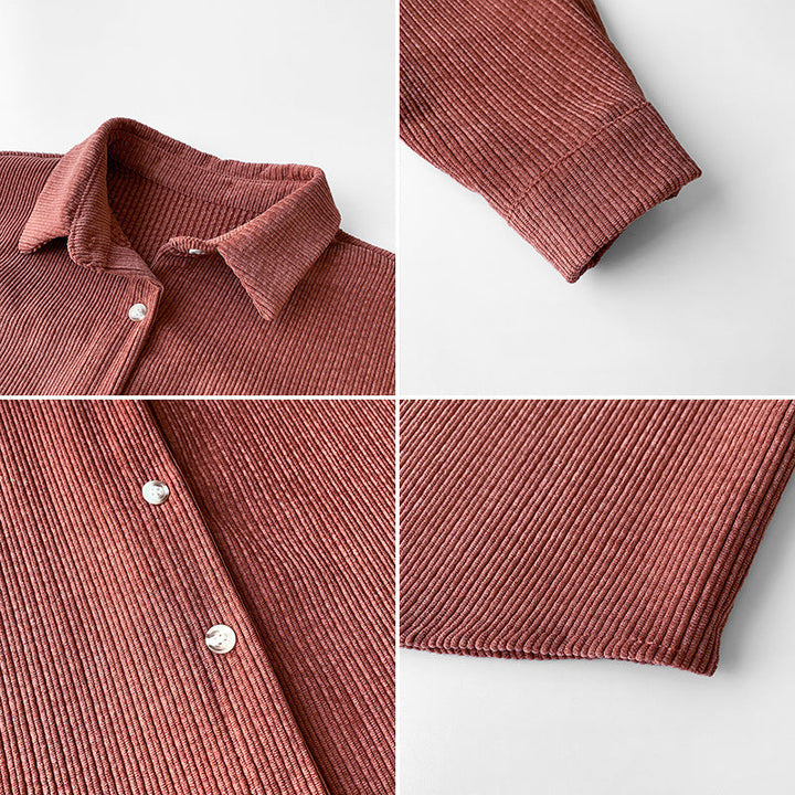 Chemise boutonnée en velours côtelé confortable pour femmes