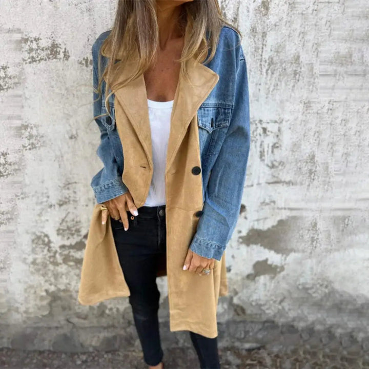 Manteau d'hiver mi-long féminin chic à double boutonnage