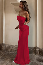 Robe élégante femme satinée plissée idéale pour soirée ou cérémonie