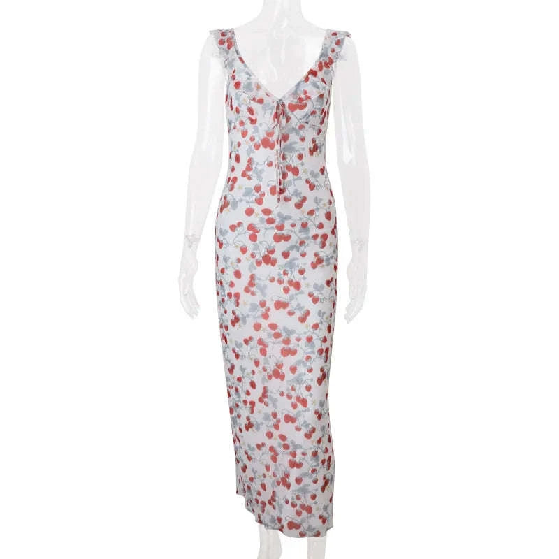 Robe Maxi Dos Nu Plongeant Fleurie Mode Été