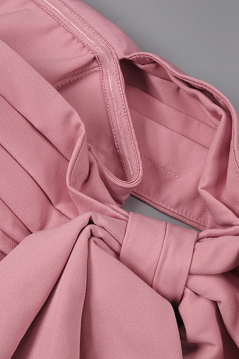 Robe midi rose à une épaule avec détail nœud