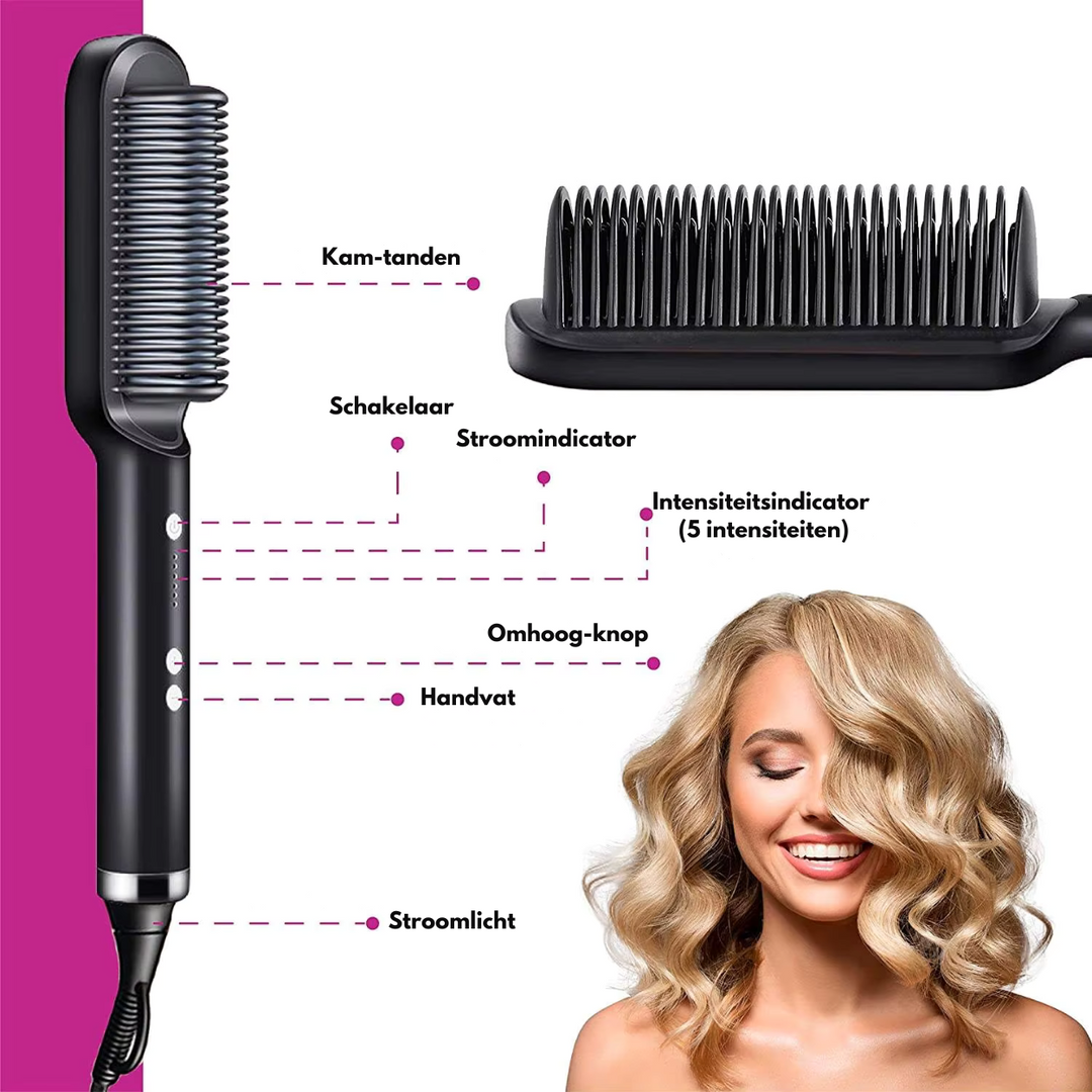 Brosse Électrique Coiffante pour Cheveux Lisses Instantanés et Soyeux