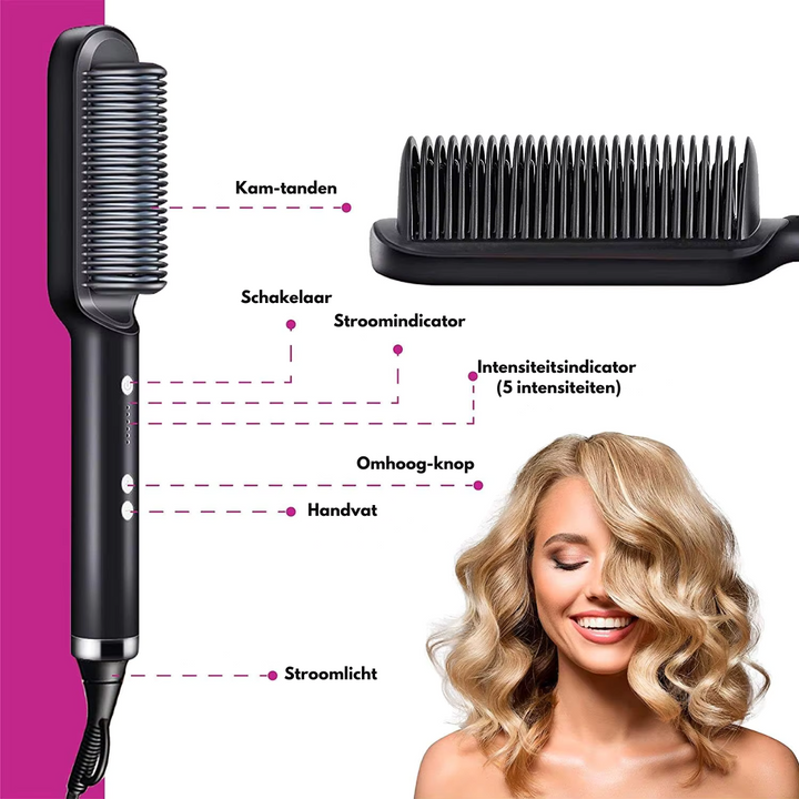 Brosse Électrique Coiffante pour Cheveux Lisses Instantanés et Soyeux