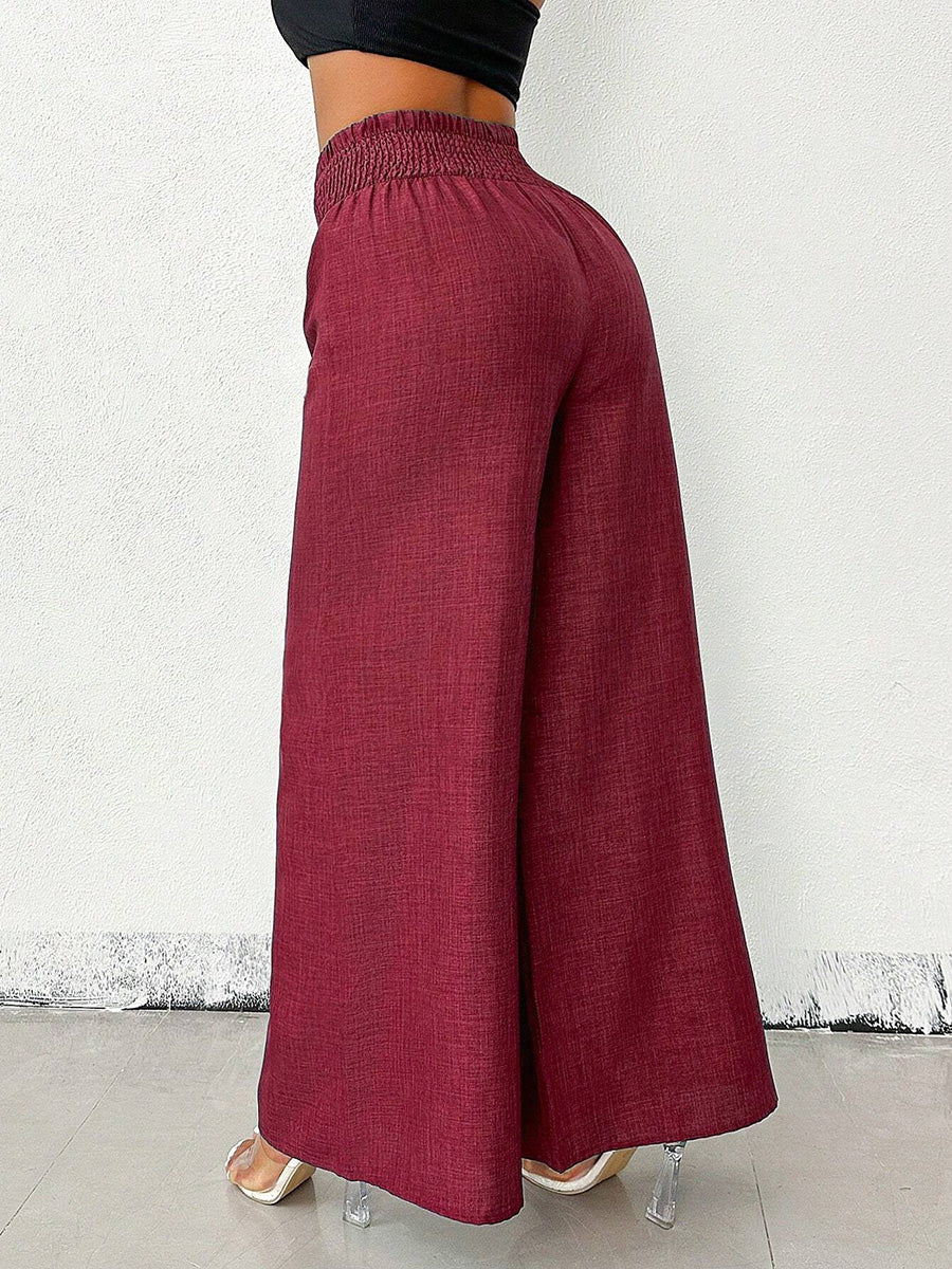 Pantalon femme uni à coupe large pour le quotidien