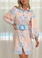Sophie Paris I Mini-robe en lin bleu