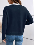 Blouse en maille avec col en dentelle pour femmes