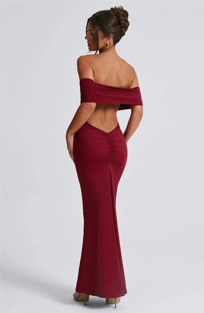 Robe maxi dos nu sans bretelles pour femmes
