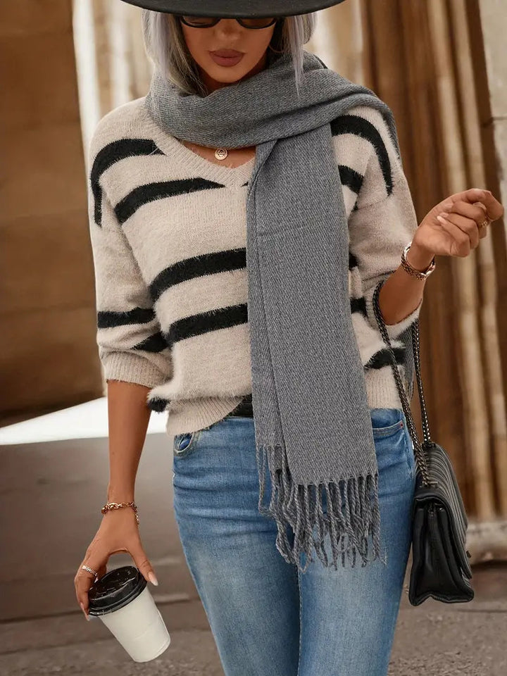 Pull en maille à rayures chic pour femmes