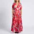 Minelda - Robe élégante à col en V avec motif floral