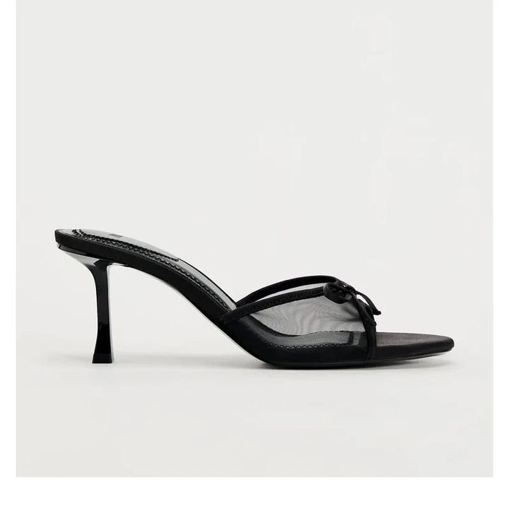 Isabelle Moreau® | Elegante Mesh-Kitten-Heels mit Schleife