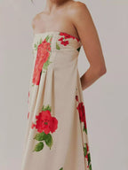 Robe maxi sans manches à imprimé floral en polyester