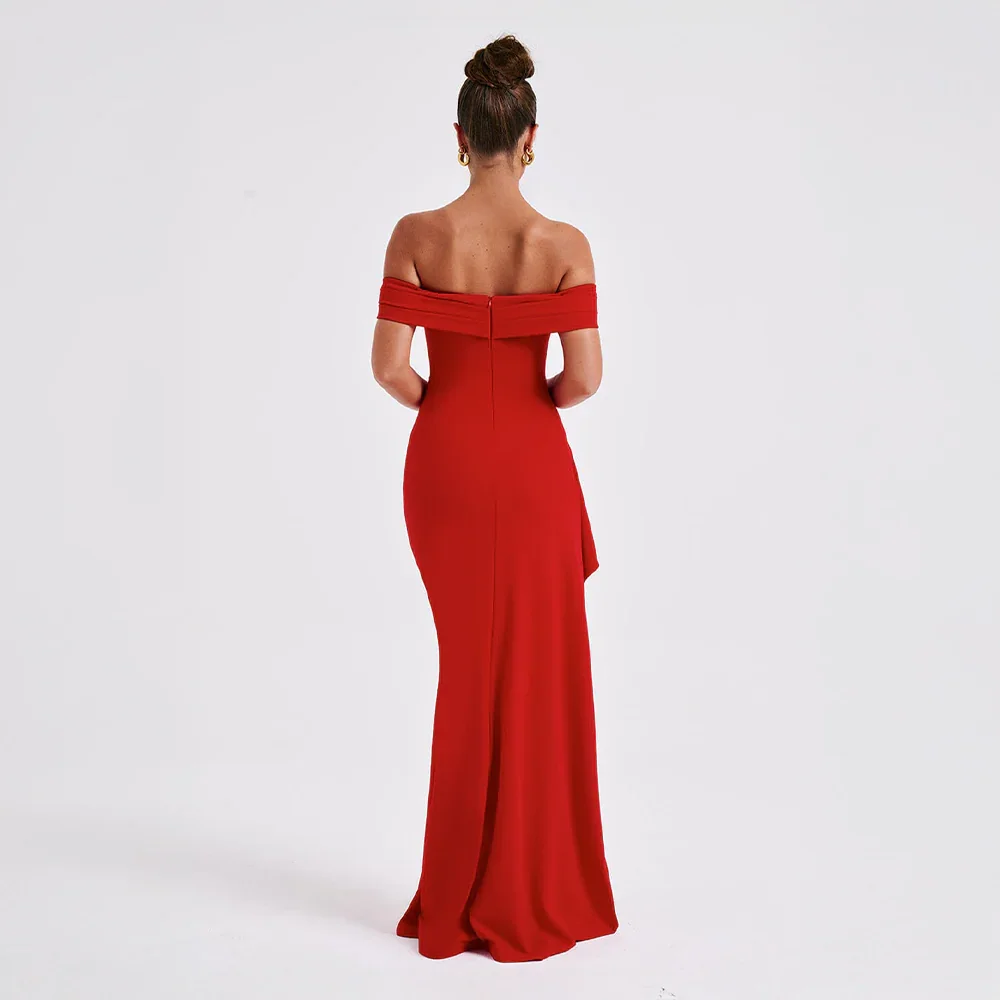 Robe Maxi Fendue Épaules Dénudées