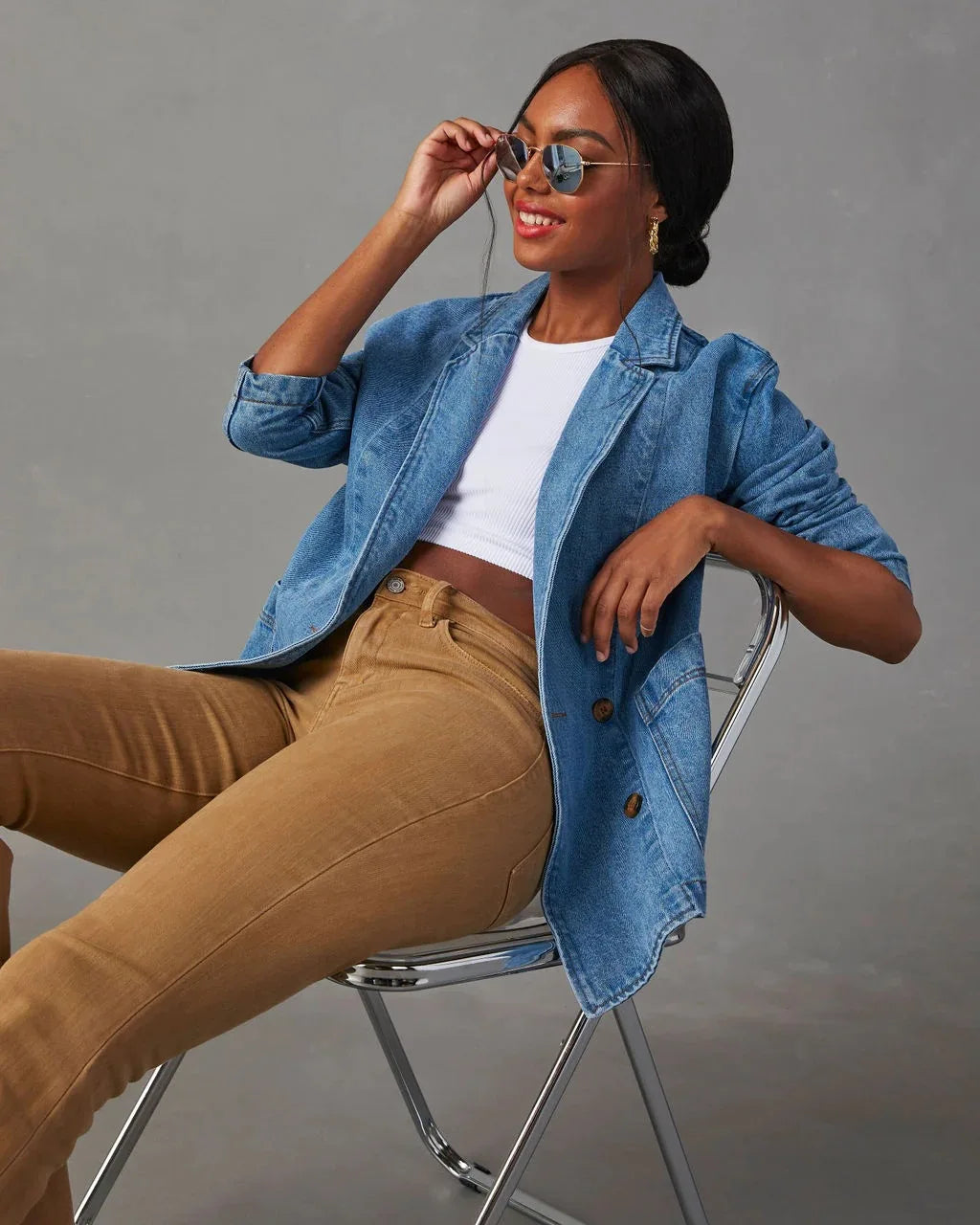 Veste Blazer en Denim Stylée pour Femmes