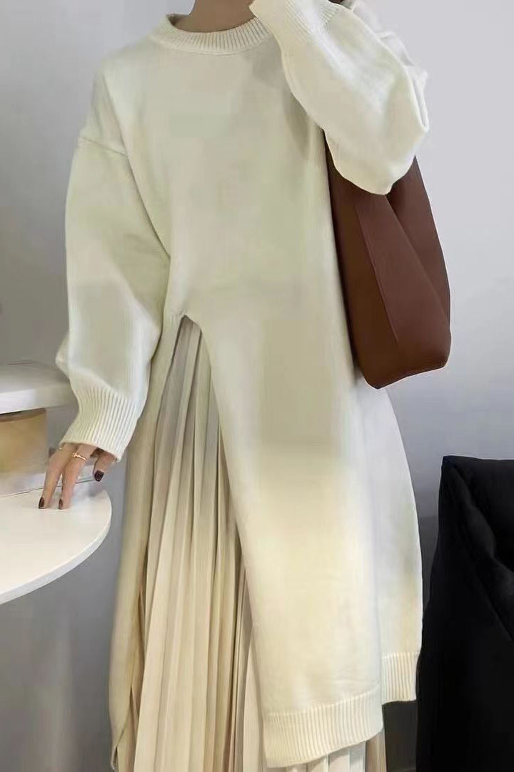 Robe-pull tricotée à fente latérale