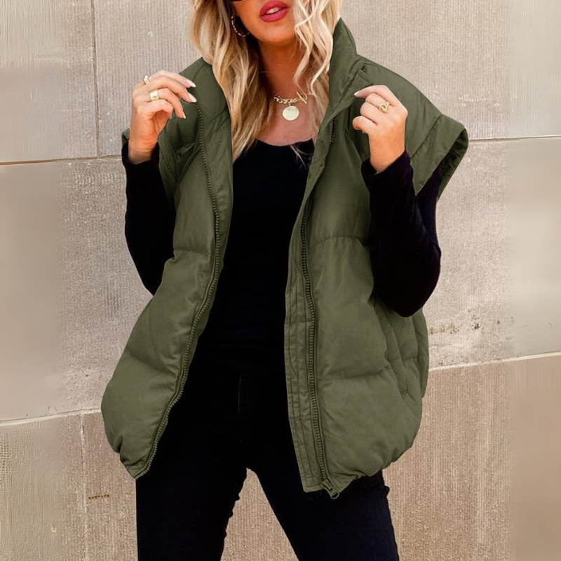 Gilet matelassé rembourré pour femme avec col montant