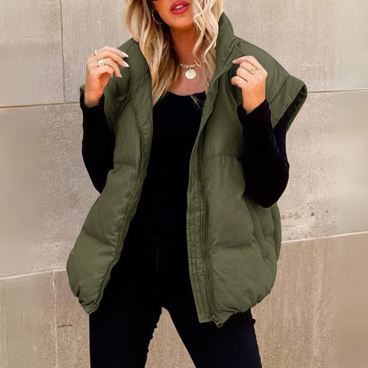 Gilet matelassé rembourré pour femme avec col montant