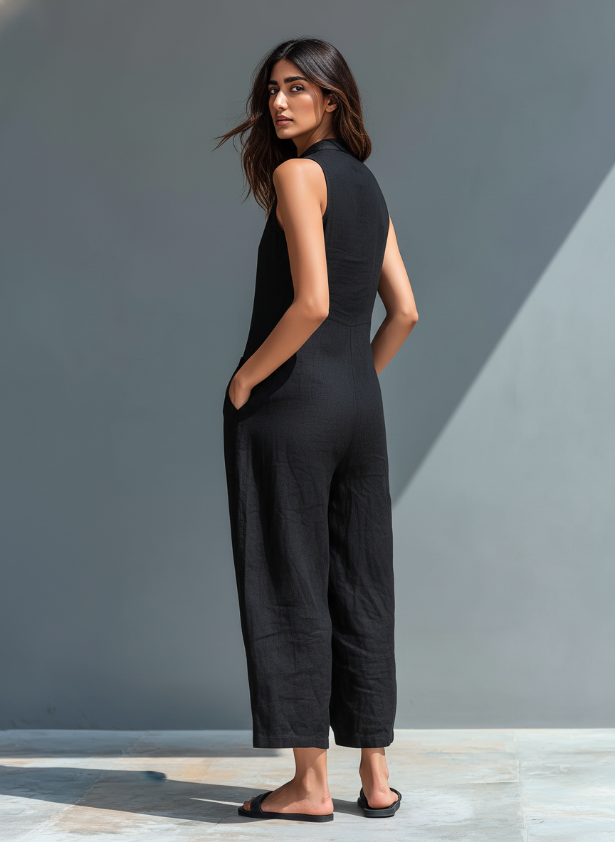 Combinaison fluide en lin pour femme