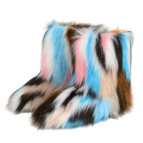 Bottes rétro Y2K en peluche givrée