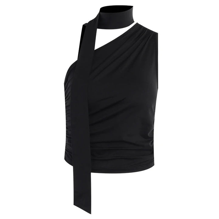 Léa Blanchet® | One-Shoulder-Top mit langem Bindekragen