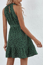 Robe courte fleurie à col roulé et licou
