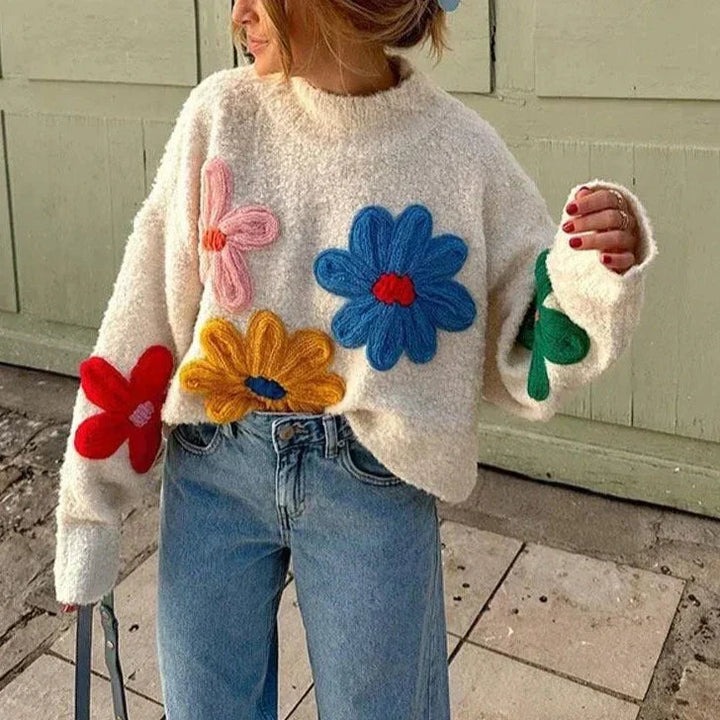 Pull en tricot floral élégant pour des superpositions automnales stylées