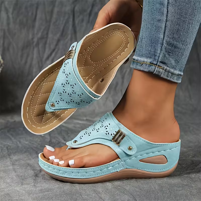 Sandales à talons compensés pour femmes, chaussures d'été confortables