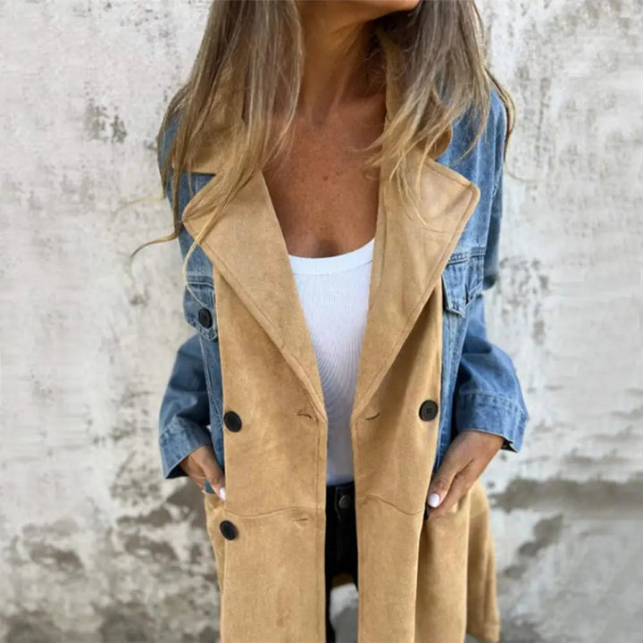 Manteau d'hiver mi-long féminin chic à double boutonnage