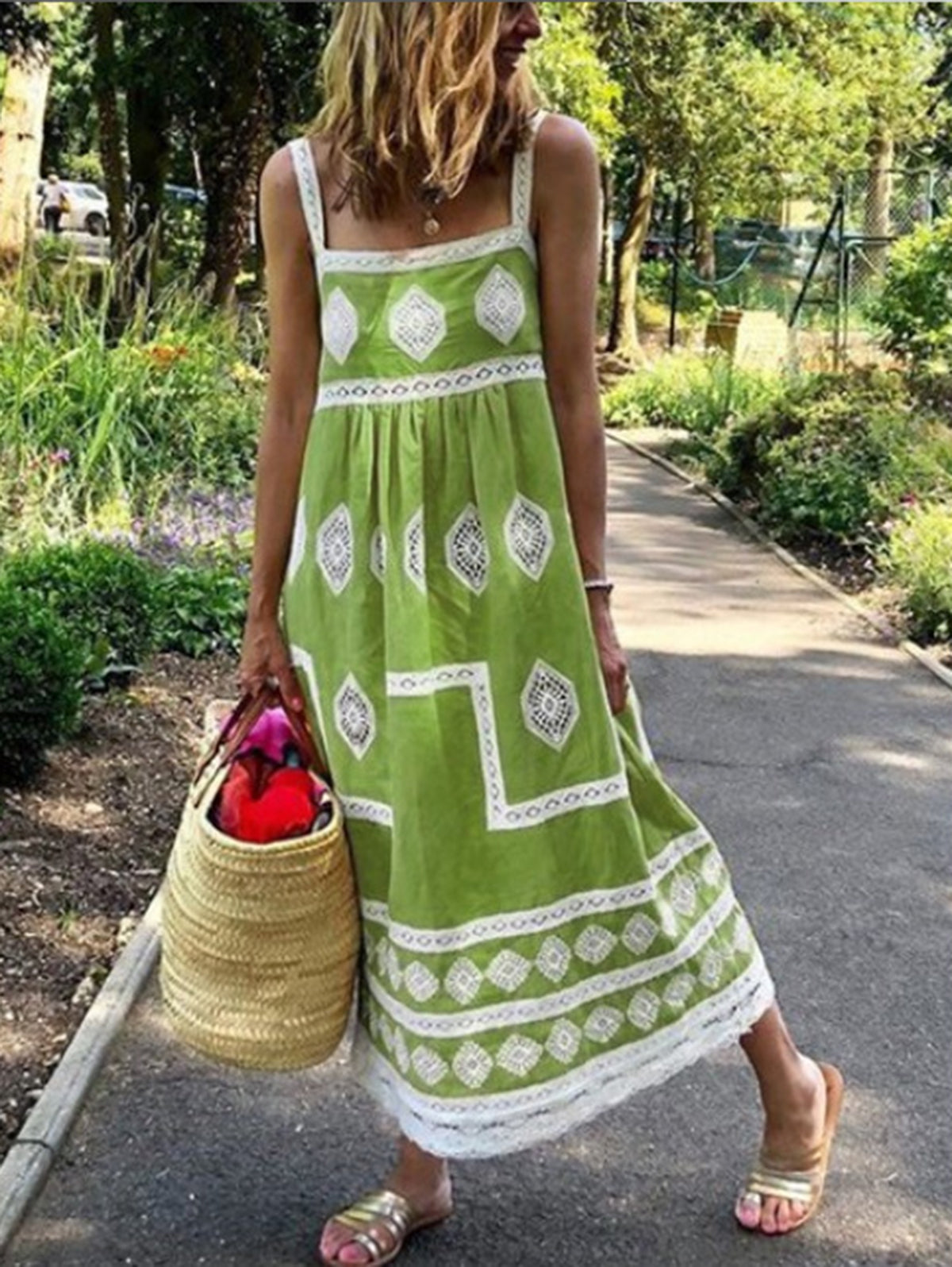 Sophie Paris | Robe maxi à imprimé bohème à col carré